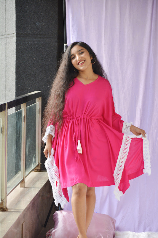 Pink Lace Short Kaftan