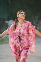 Pink Cheetah Kaftan Set