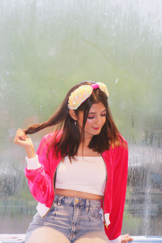 Pink Velvet Bomber Jacket