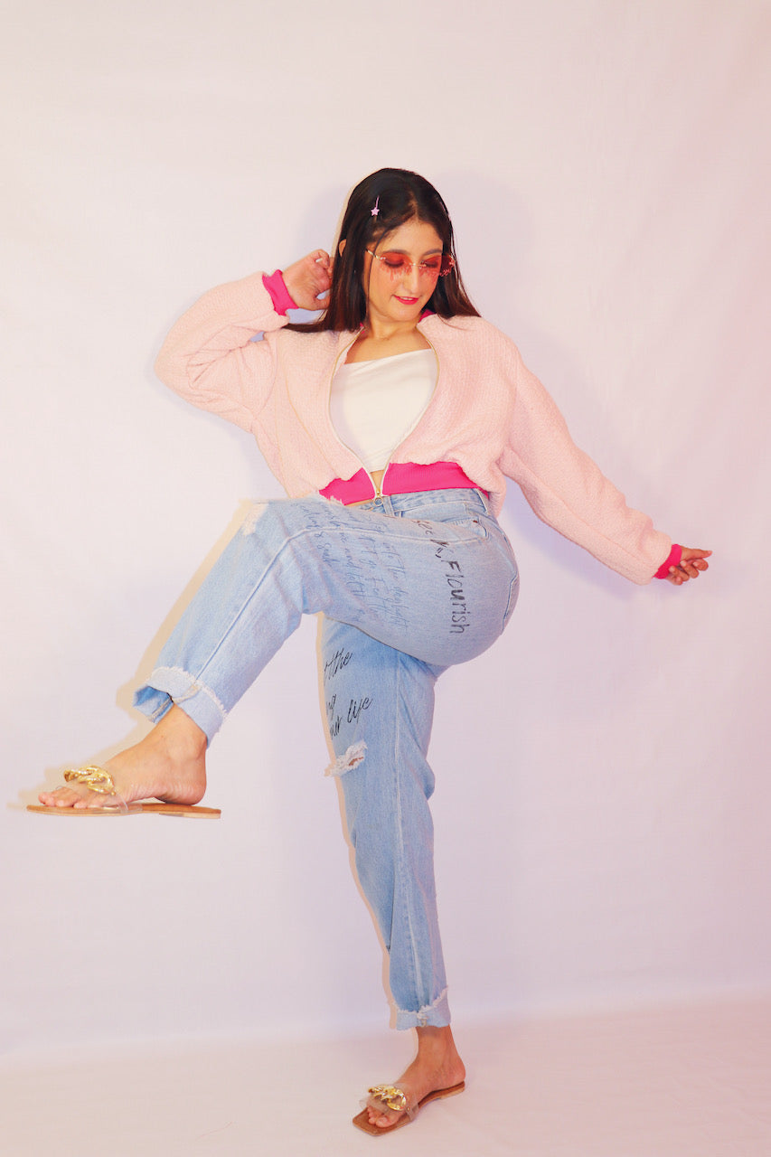 Pink Jacquard Bomber Jacket (Limited Edition)